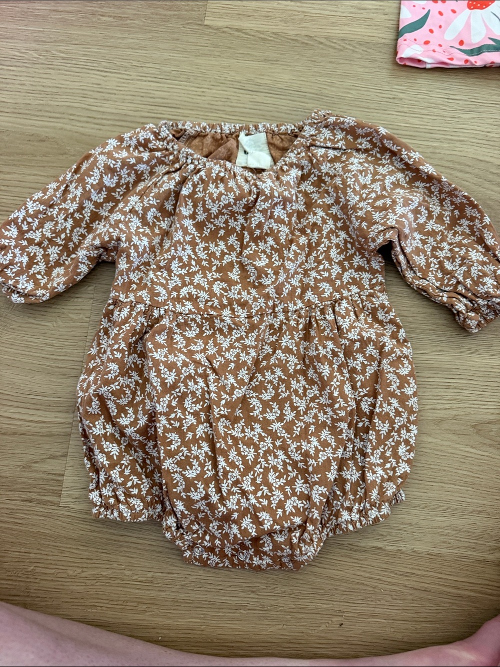 Rust Floral Long-Sleeve Baby One-Piece Romper